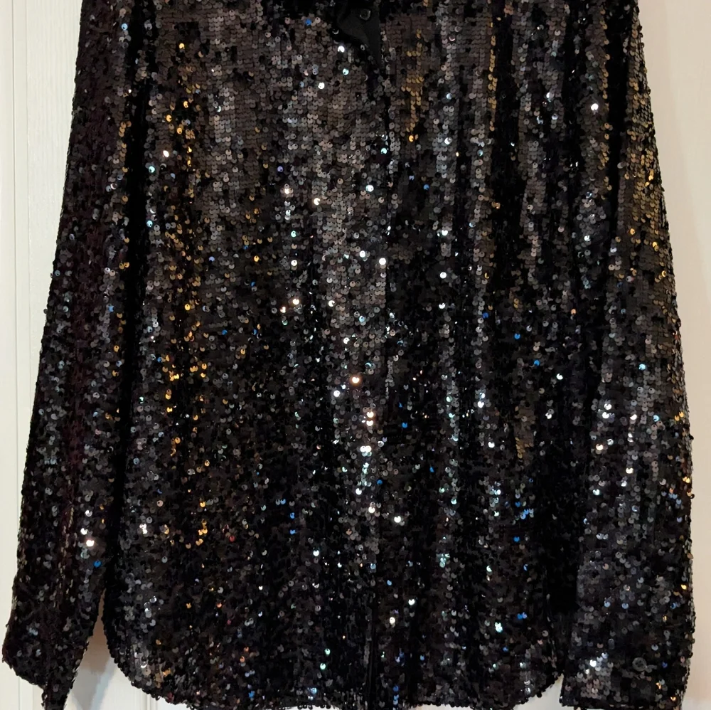 J. Crew Collection Sequined Shirt 14 Black - Picture 2 of 5